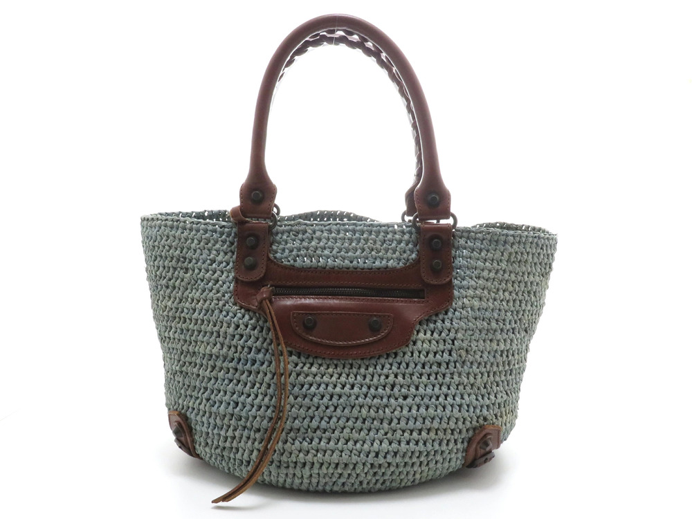 Balenciaga tote bag basket green brown